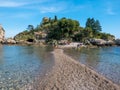 Ã¢â¬ÅIsola BellaÃ¢â¬Â Island of Taormina, Catania, Sicily. Beautiful paradise island in Sicily. Royalty Free Stock Photo